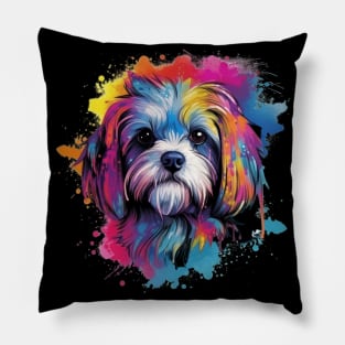 Shih Tzu with a splash of color Pillow
