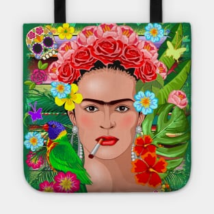 Frida Kahlo Floral Exotic Portrait Tote