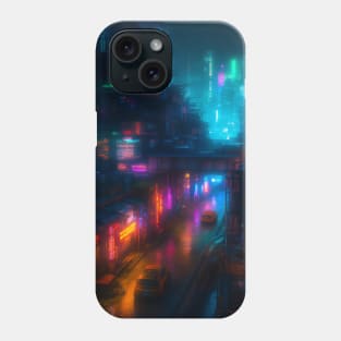 Cityscape in Rainbow Neon Lights Phone Case