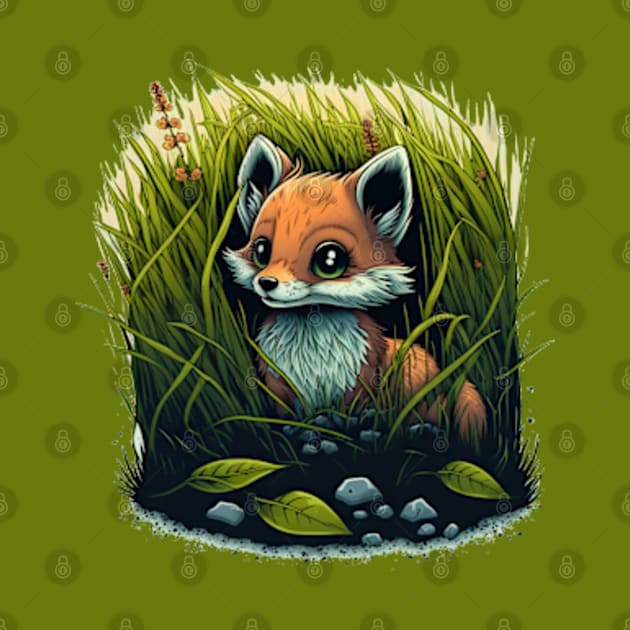 Cute Tiny Fox in Grass by dmac