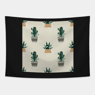 Cactus and succulent in ceramic pots. Pastel pattern Tapestry