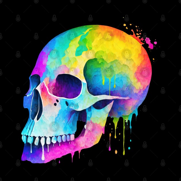 Paint Splatter Rainbow Skull by CraftyVixen