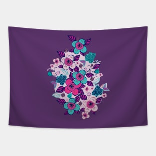 Japanese dream garden flower doodles Tapestry