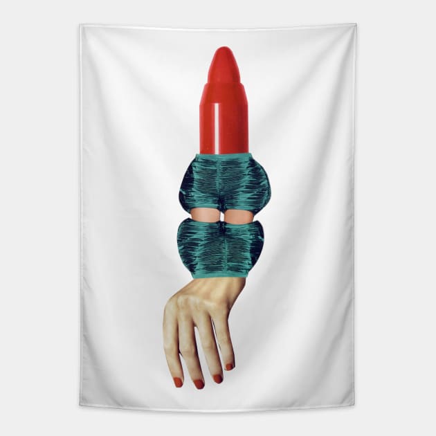Red Lipstick Monster Tapestry by Luca Mainini