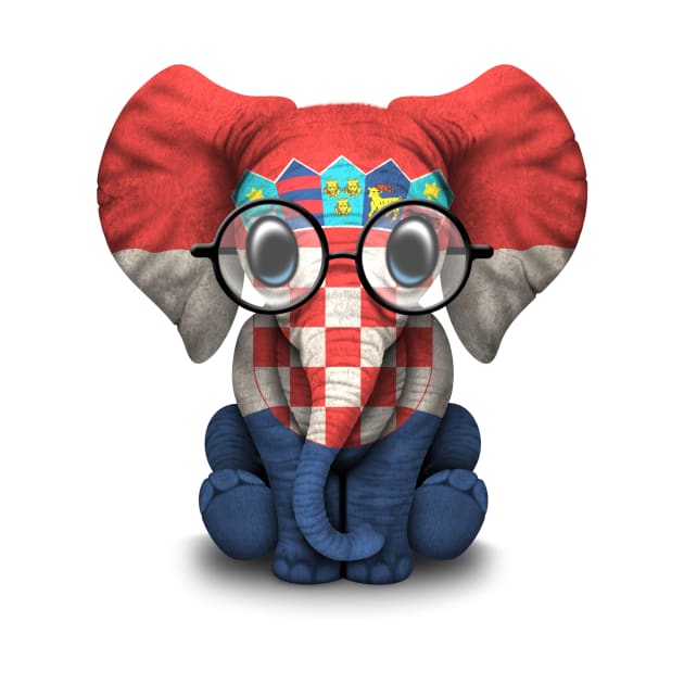 Baby Elephant with Glasses and Croatian Flag by jeffbartels