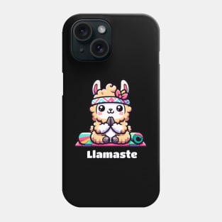 Cute Llama Yoga on Rainbow Exercise mat Phone Case