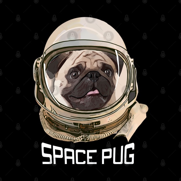 Space Pug, pug face, pug lovers, astronaut pug by Collagedream