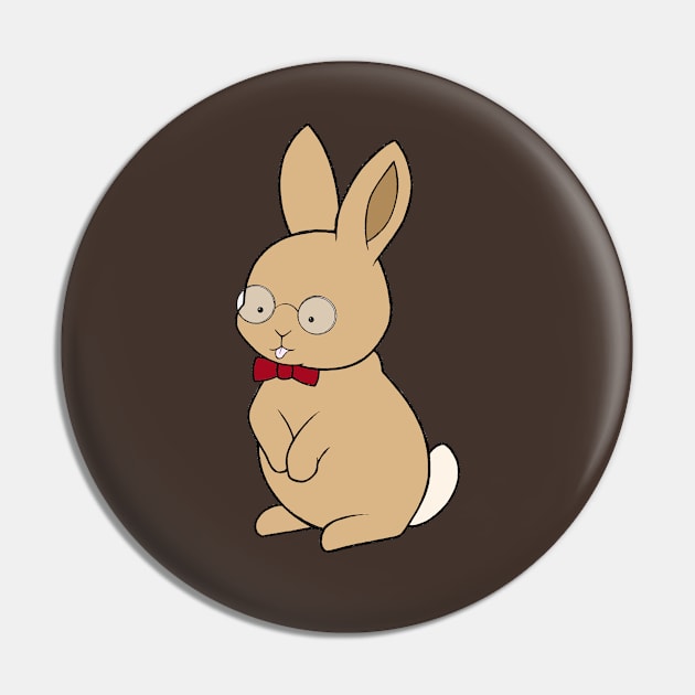 Brown rabbit with glasses Pin by WatershipBound