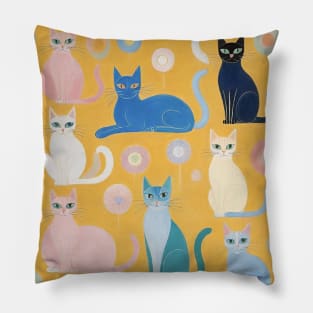 Hilma af Klint's Feline Kaleidoscope: Abstract Cat Symphony Pillow