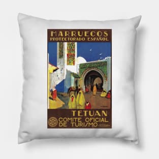 Moroccan Travel Poster: Tetuan Pillow