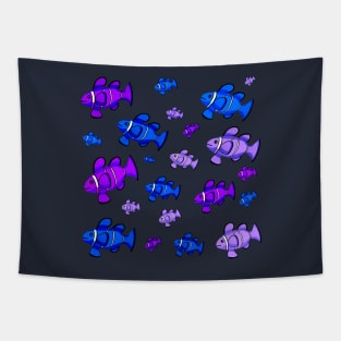 School of Purple & Blue Clownfish Tapestry