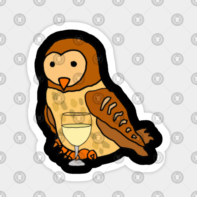 Fun Barn Owl Drinking Wine Cartoon Owl Sticker Teepublic