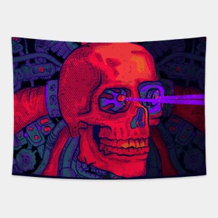 Wired Skull Cyberpunk Tapestry