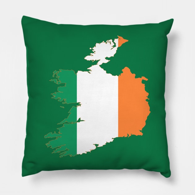 Ireland Rugby Fan Irish Tricolor Flag Map Pillow by taiche