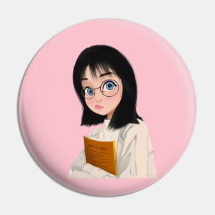 Cute girl carrying a book Pin