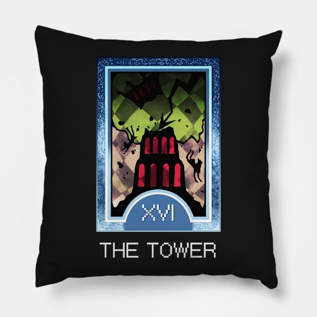 The Tower Arcana Tarot Card Pillow by loveandlive