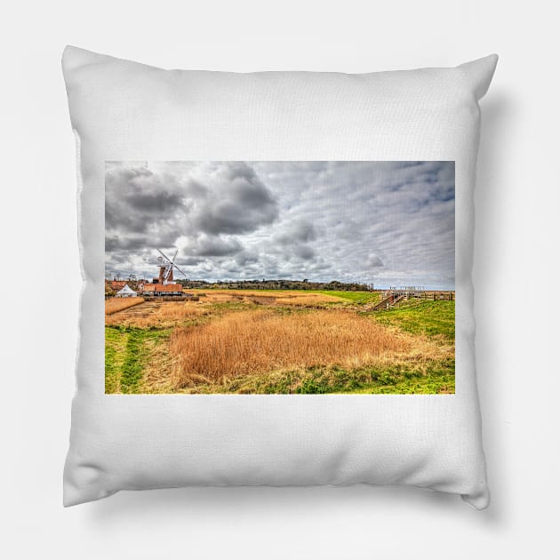 Norfolk Windmill Landscape Pillow by tommysphotos