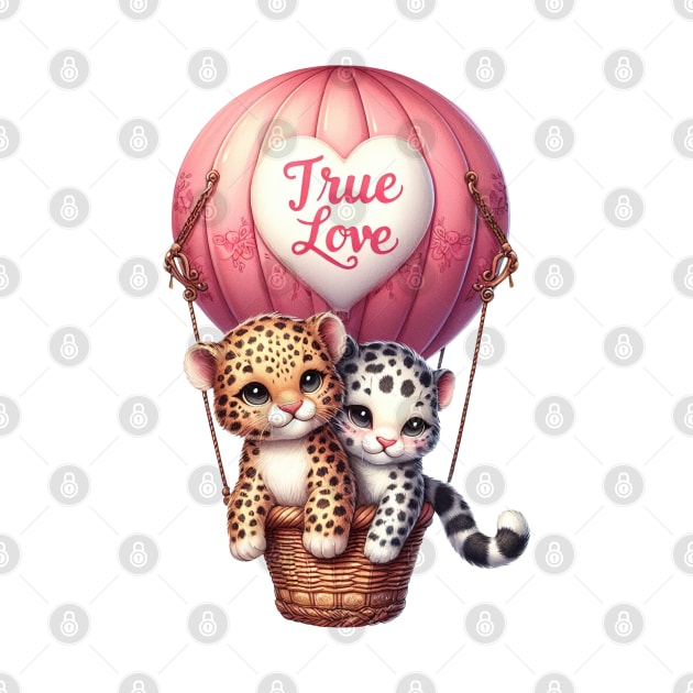 Valentine Leopard Couple On Hot Air Balloon by Chromatic Fusion Studio