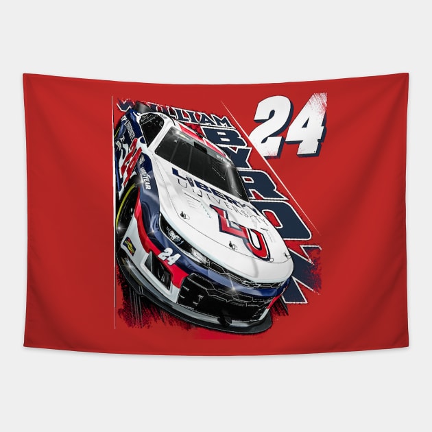 William Byron Red Racing Tapestry by ganisfarhan