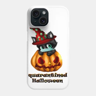 Quarantined Halloween, Pumpkin Cat Wearing Face Mask 2020 Phone Case