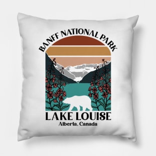 Retro Stripes Banff National Park Pillow