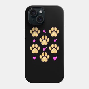 Glitter Paws and Hearts Pattern Phone Case