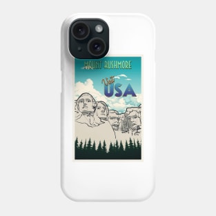 Mount Rushmore Retro Travel Poster Phone Case