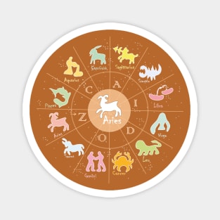 Aries, 2, Zodiac, Astrology, Horoscope, Stars, Sun-and-moon. Birthday, Valentines-day, Holidays, Magnet