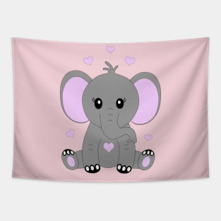 Cute baby elephant in pink Tapestry