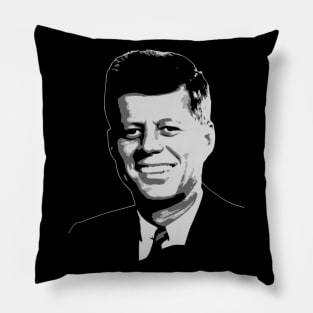 John F. Kennedy Black and White Pillow