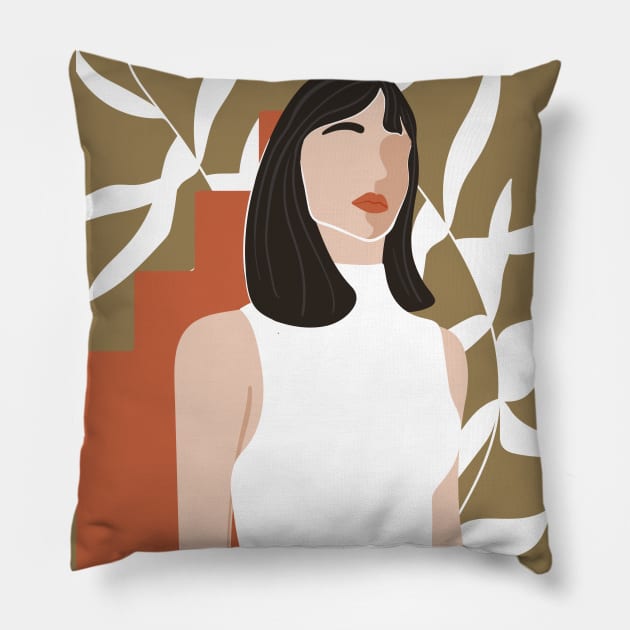 Contemporary boho collage with abstract woman portrait. Mid Century graphic portrait. Pillow by CoCoArt-Ua