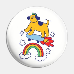 Dog Flying On A Skateboard Pin