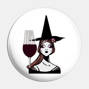 Witches and Wine Halloween Red Wine Lover 2 Pin