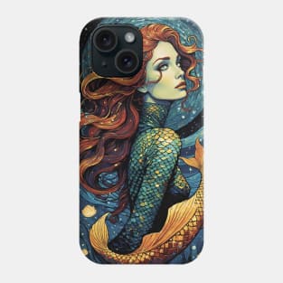 Starry Night Siren: Van Gogh-Inspired Mermaid Phone Case