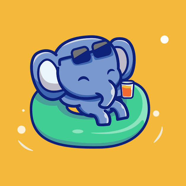 Cute Elephant Floating With Swimming Tires by Catalyst Labs