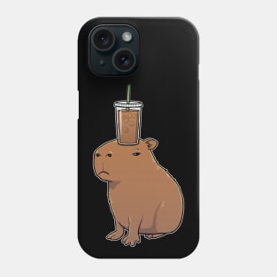 Capybara with an Iced Coffee on its head Phone Case