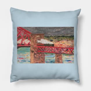 Flying Scotsman steaming across Forth Bridge Pillow