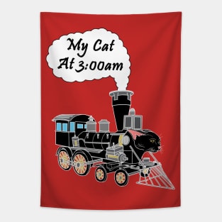 Speeding Train Hyper Black Cat at 3:00am Tapestry