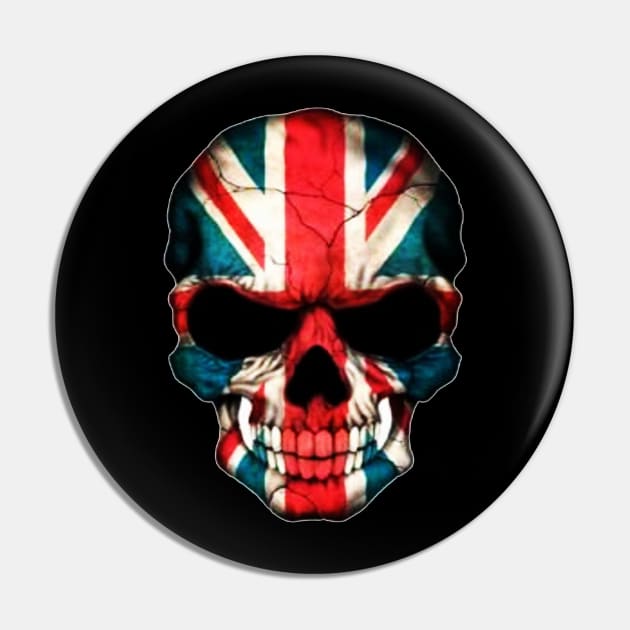 British Flag Skull Pin by akkadesigns