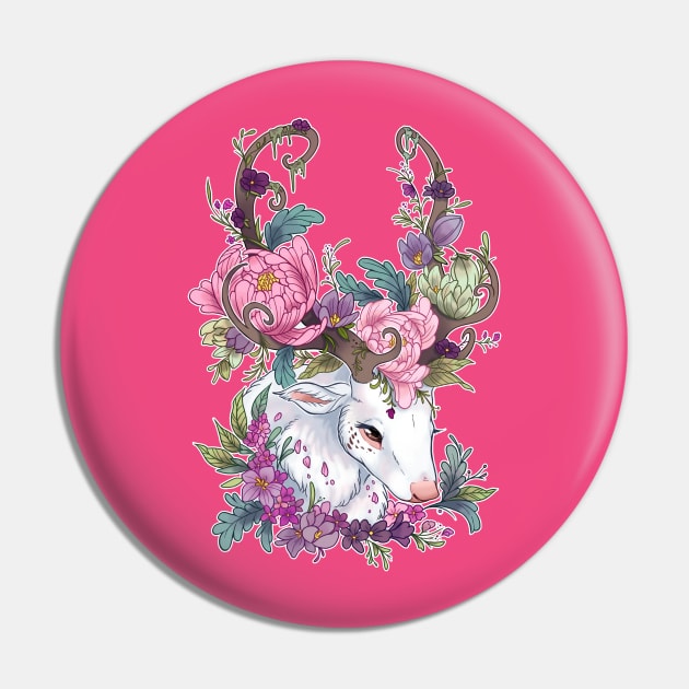 Floral deer Pin by KaceyMeg