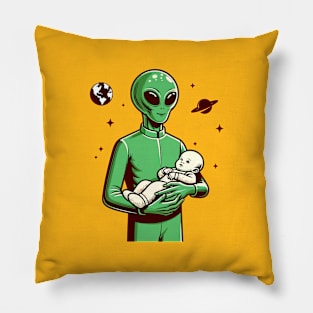 Alien carrying a baby Pillow