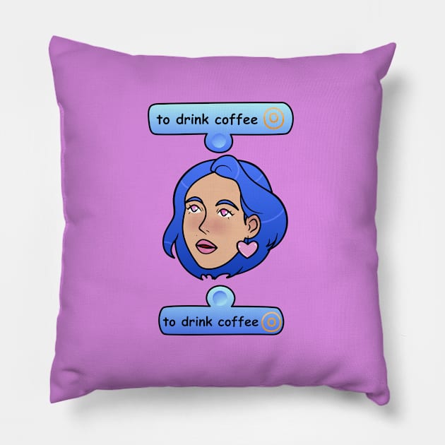 Sim drinking coffee Pillow by 2dsandy