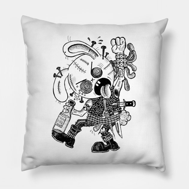 Rabid Rabbit Rampage Pillow by fear my nerves