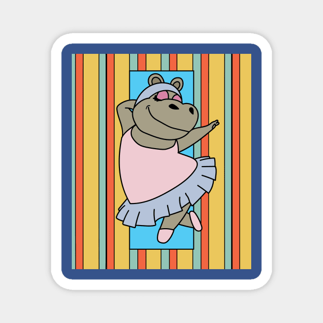 Dancing Ballerina Ballet Hippopotamus Magnet by flofin