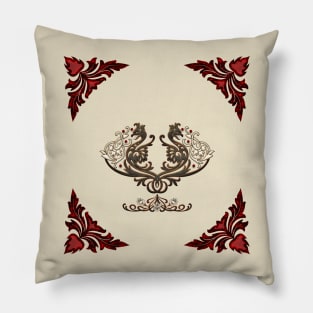 Decorative dragon with floral elements Pillow