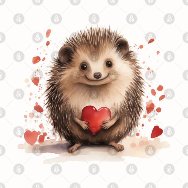 Cute Hedgehog with Love by CunninghamWatercolors