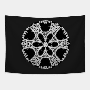 Black and White Blossom Shaped Abstract Tapestry