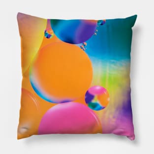 Colorful close up of oil drops in water Pillow