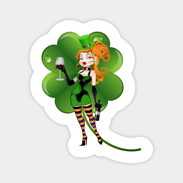 Green Lucky Witch in Mini Skirt Magnet by dcohea