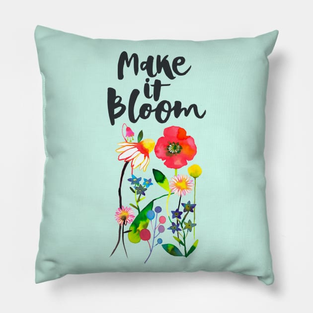 Happy Spring Flowers Pillow by ninoladesign